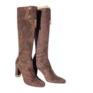 Italian BelloFatto Brown Suede High Heel Boots Women's Size 6